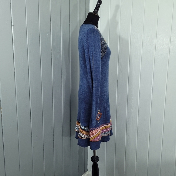 Moka Sport Women's Size Small Multi Media Patchwork Long Sleeve Sweater Dress - Picture 10 of 14